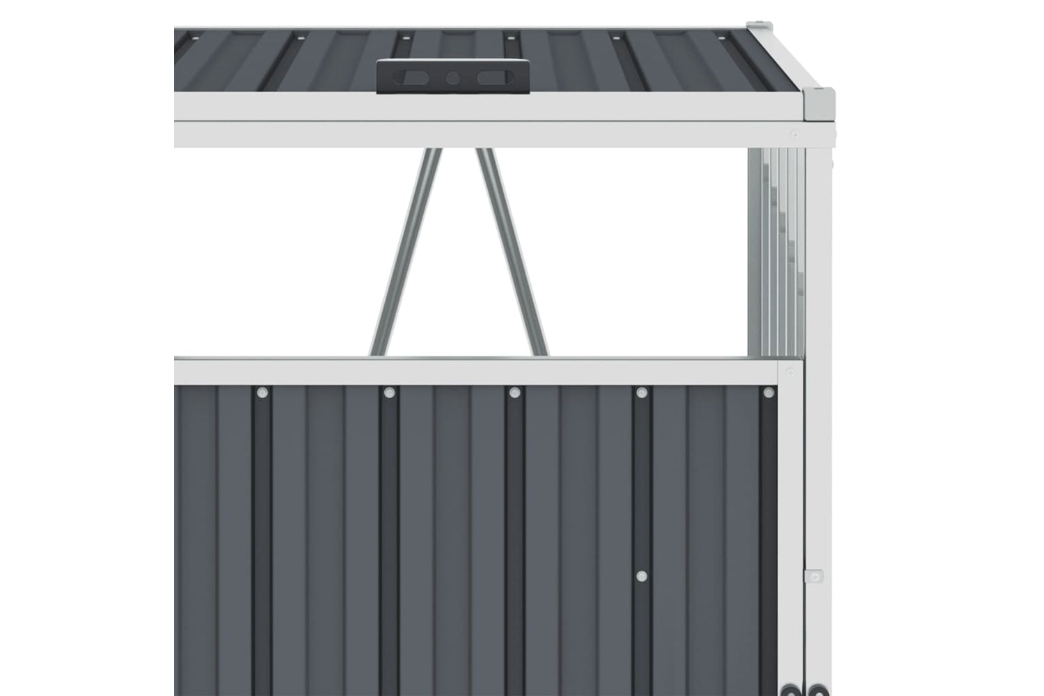 vidaXL Quadruple Garbage Bin Shed Grey 286x81x121cm Steel-4