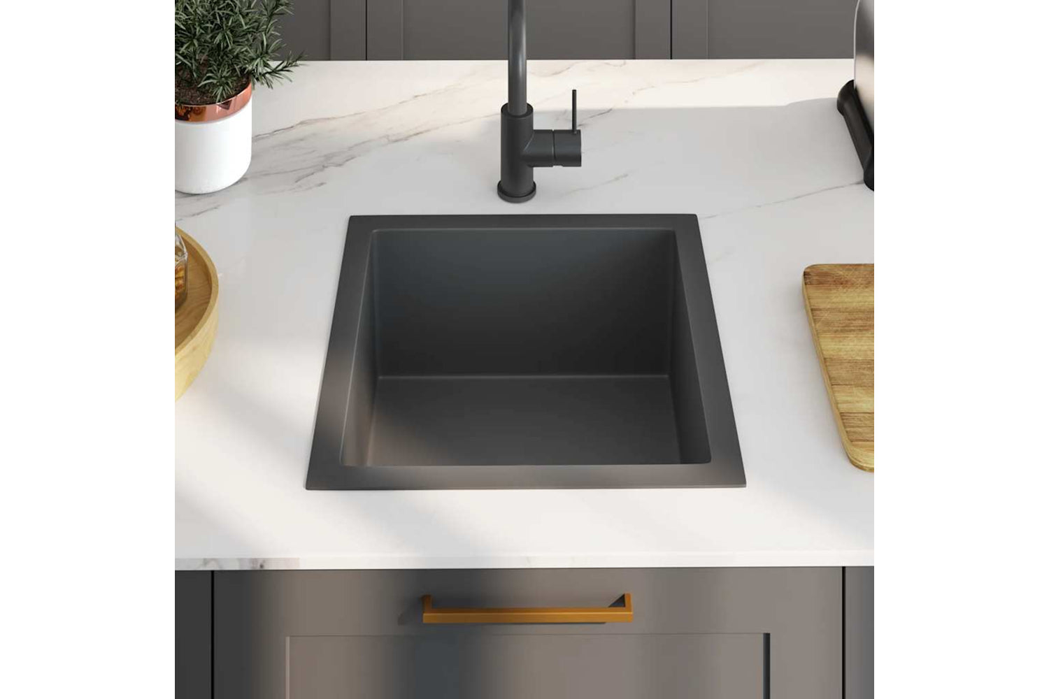 Vidaxl 145083 Handmade Kitchen Sink Black Stainless Steel-2