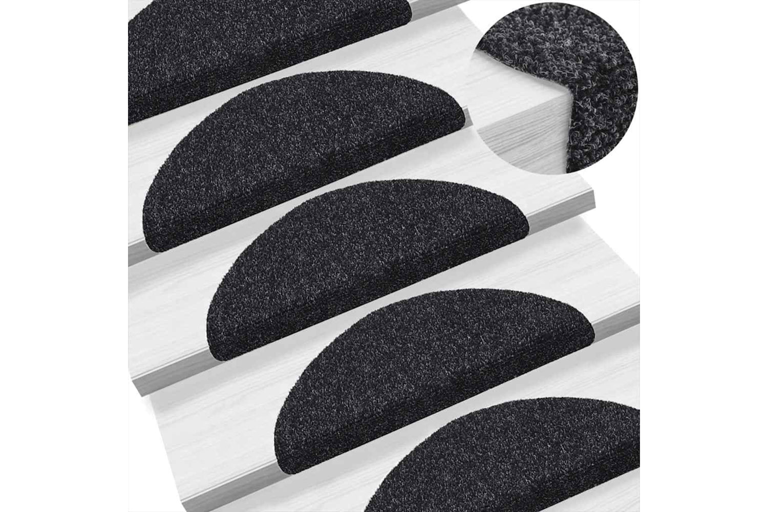 vidaXL 149679 Self-adhesive Stair Mats 10 Pcs Black 56x17x3cm Needle Punch-5