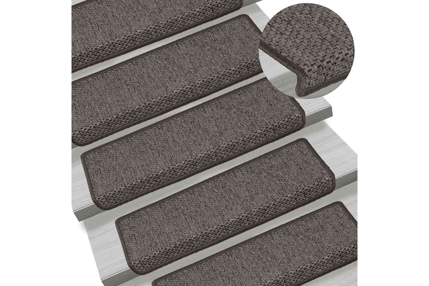 vidaXL 326884 Stair Mats Self-adhesive Sisal-look 15 Pcs 65x21x4cm Grey And Beige-6