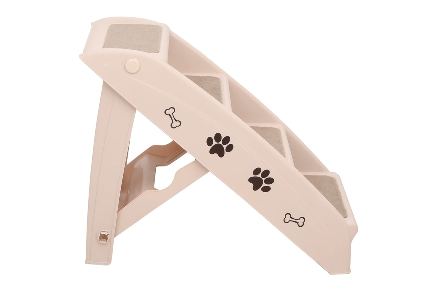 vidaXL 170984 Folding Dog Stairs Cream 62x40x49.5cm-3