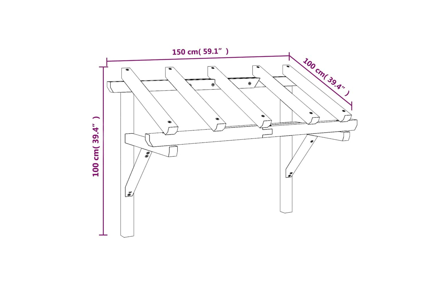 vidaXL 49452 Door Canopy 150x100x100cm Solid Pinewood-7