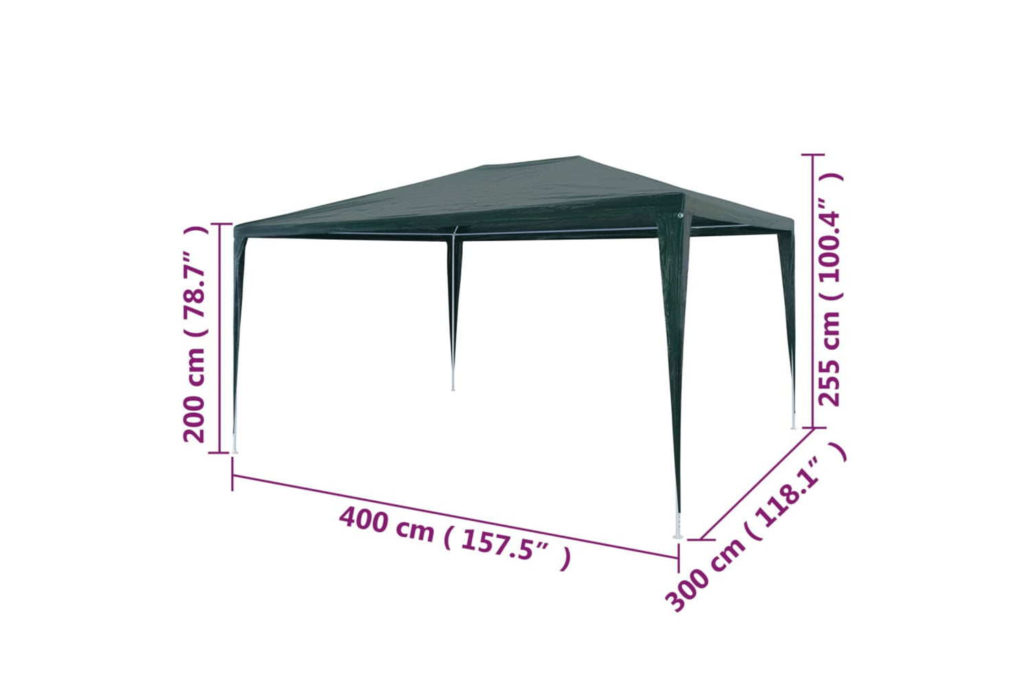 Vidaxl 45092 Party Tent 3x4 M Pe Green-6