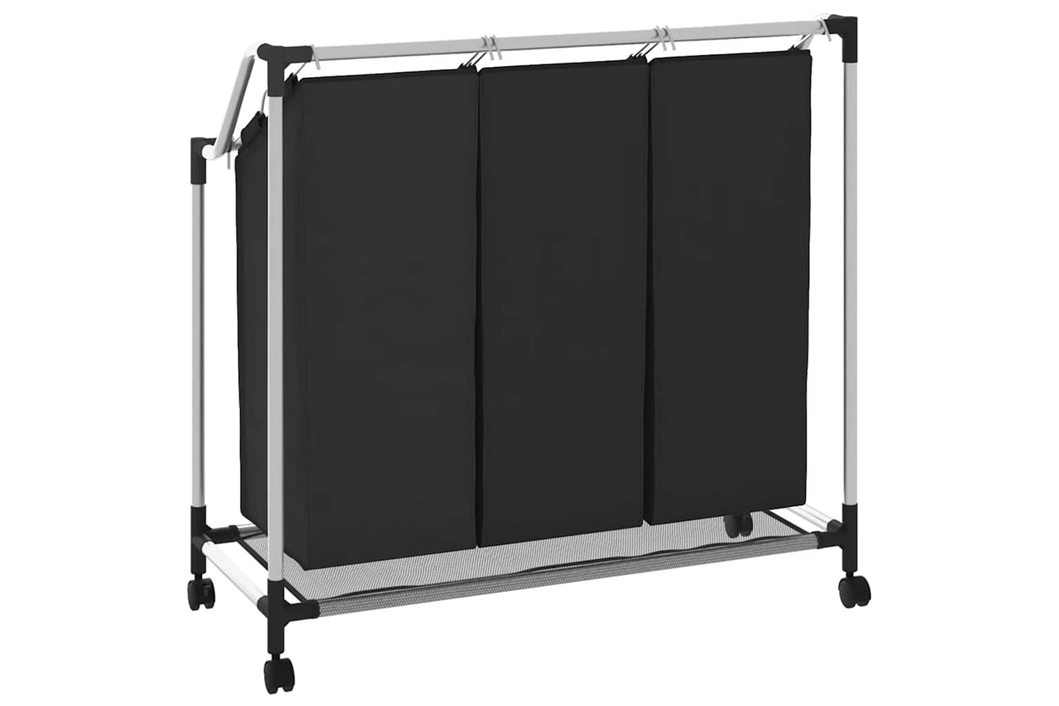 Vidaxl 282426 Laundry Sorter With 3 Bags Black Steel-6