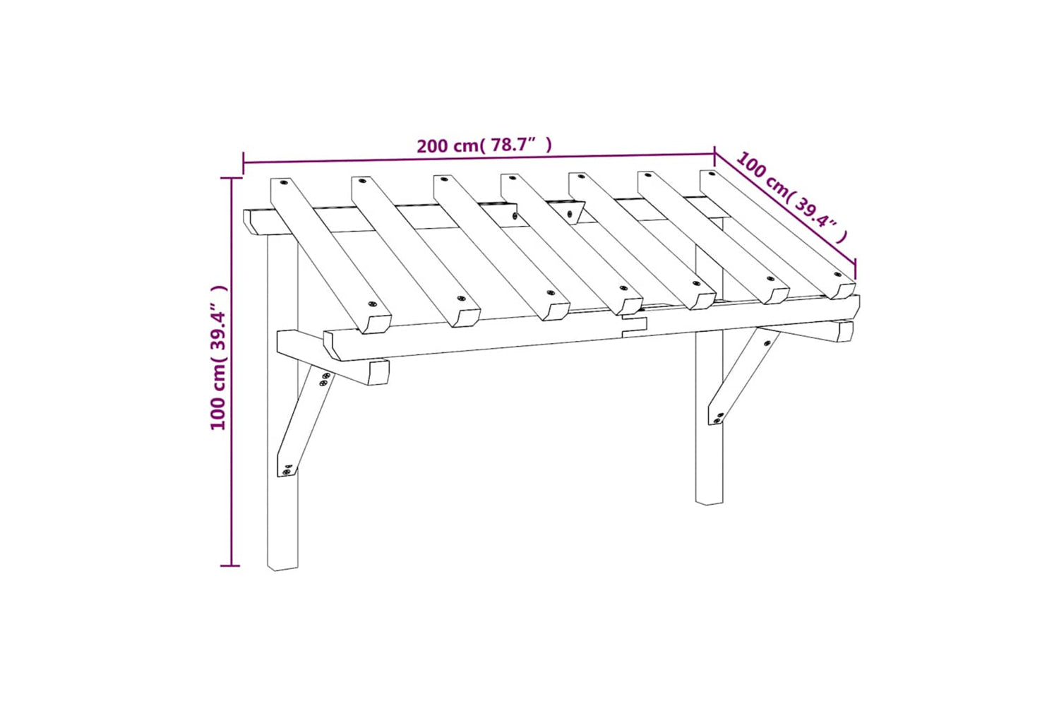 vidaXL 49454 Door Canopy 200x100x100cm Solid Pinewood-7