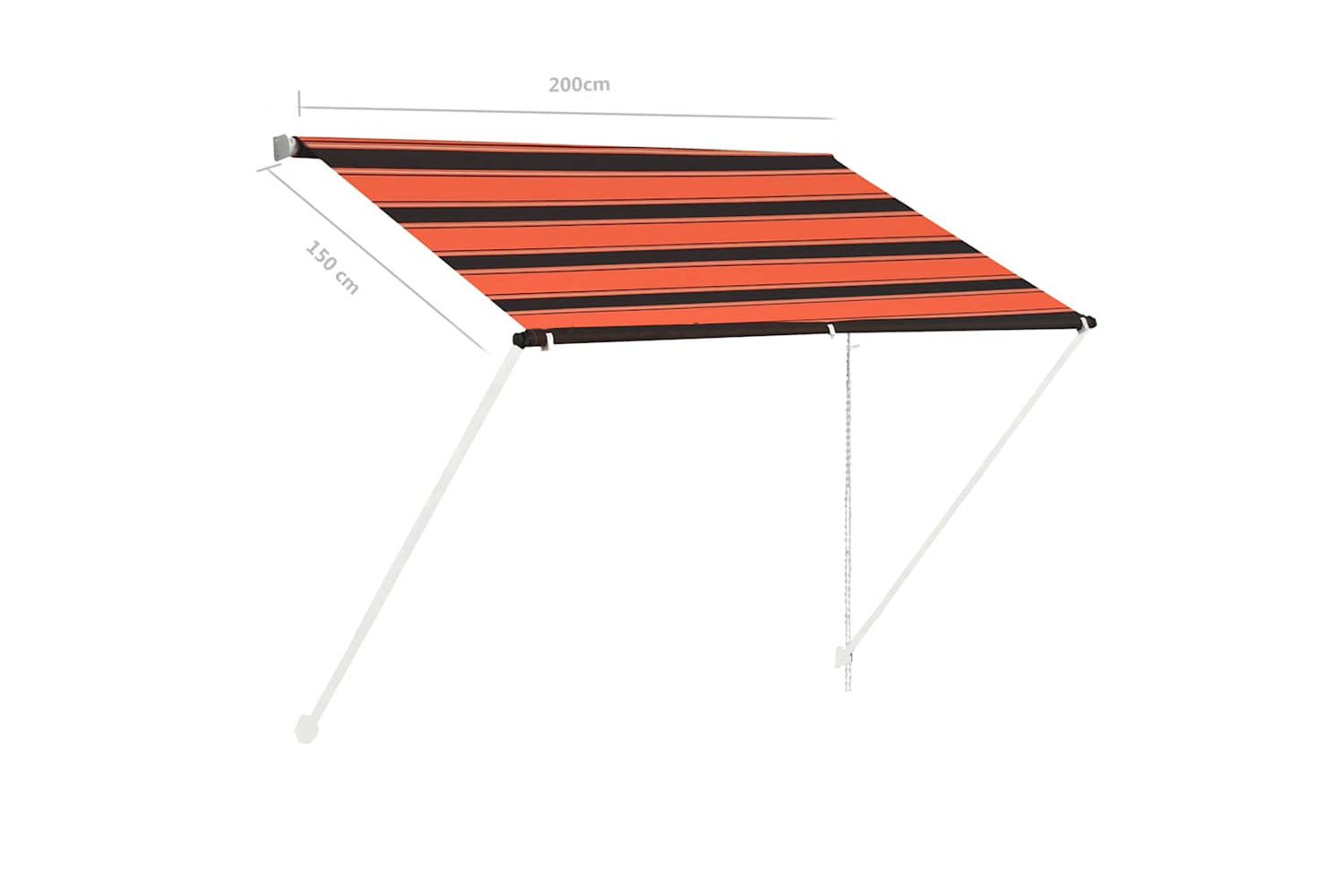 vidaXL 145895 Retractable Awning 200x150cm Orange And Brown-6