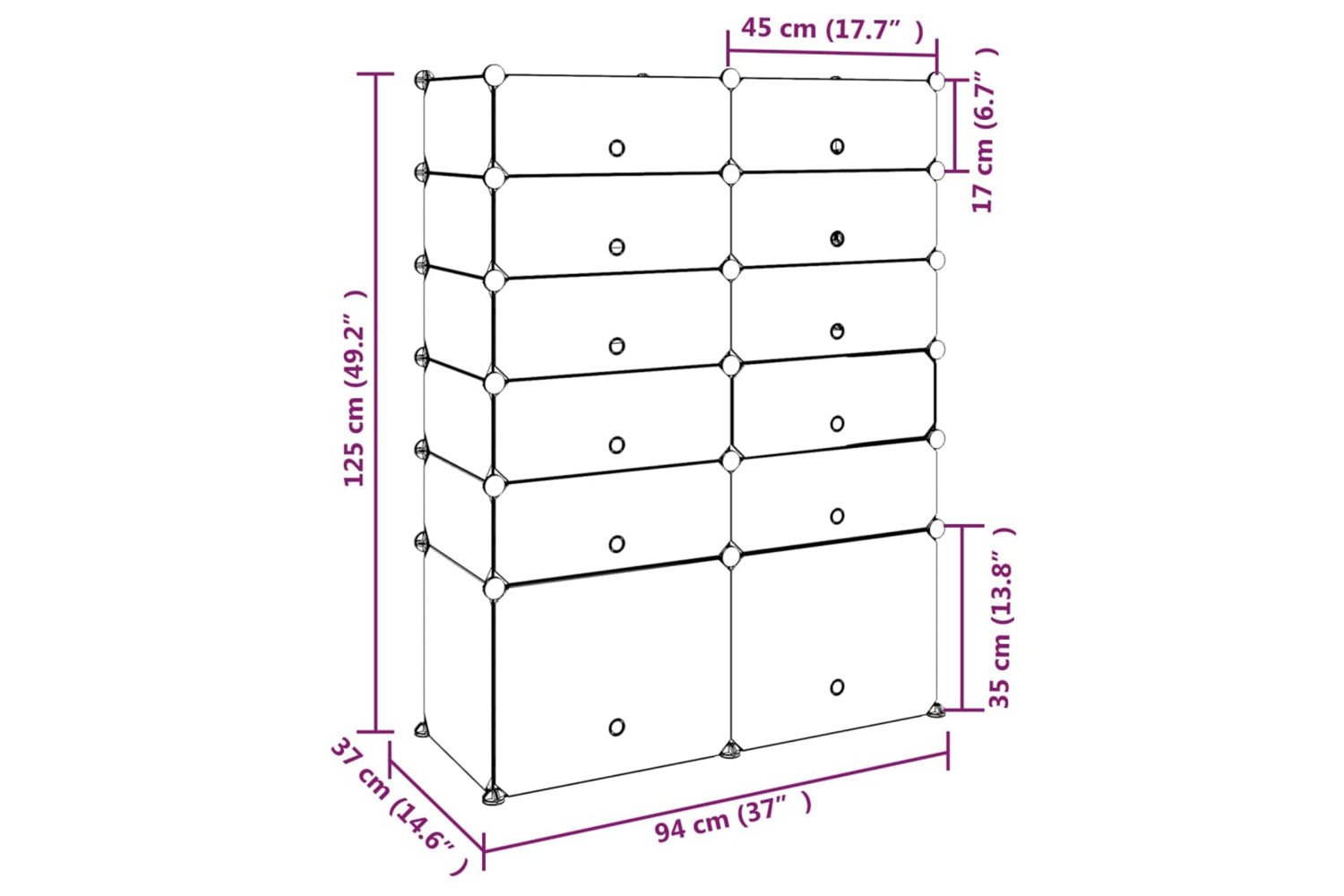 vidaXL 340565 Shoe Rack Black 94x37x125cm Pp-7