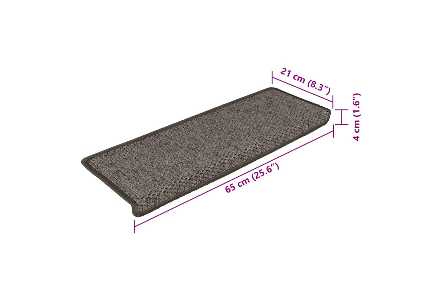 vidaXL 326884 Stair Mats Self-adhesive Sisal-look 15 Pcs 65x21x4cm Grey And Beige-8