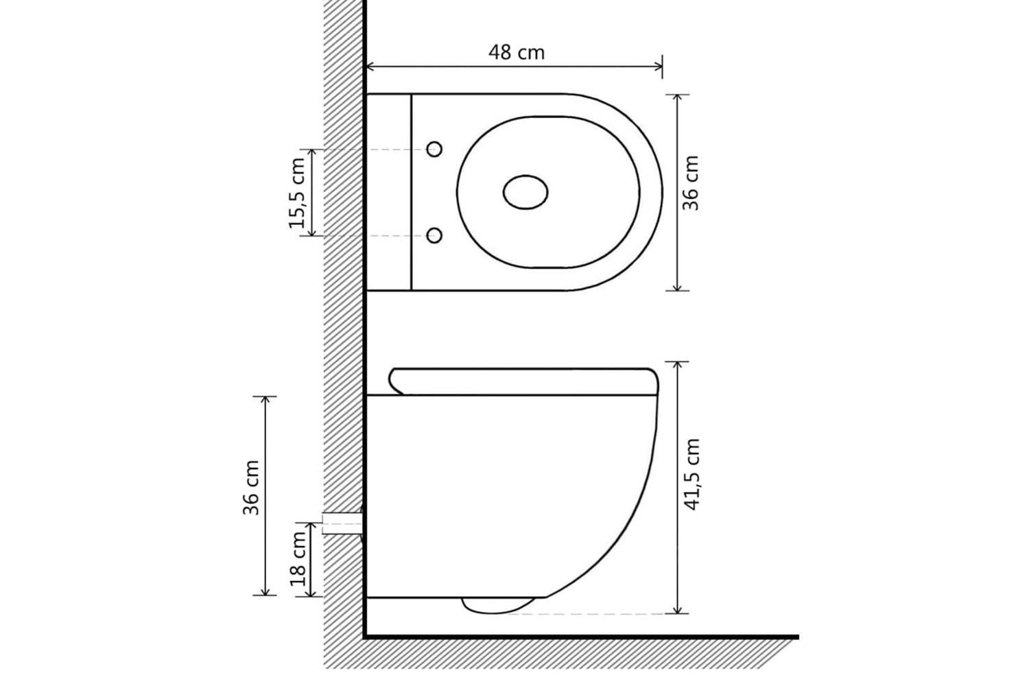 Vidaxl 145237 Wall Hung Rimless Toilet Ceramic White-8