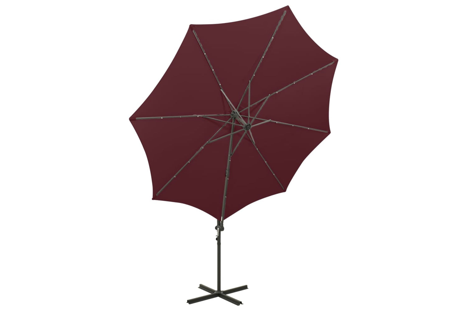 Vidaxl 312342 Cantilever Umbrella With Pole And Led Lights Bordeaux Red 300 Cm-4