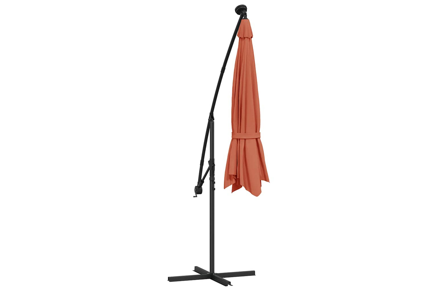 Vidaxl 313781 Cantilever Umbrella With Led Lights And Steel Pole Terracotta-7