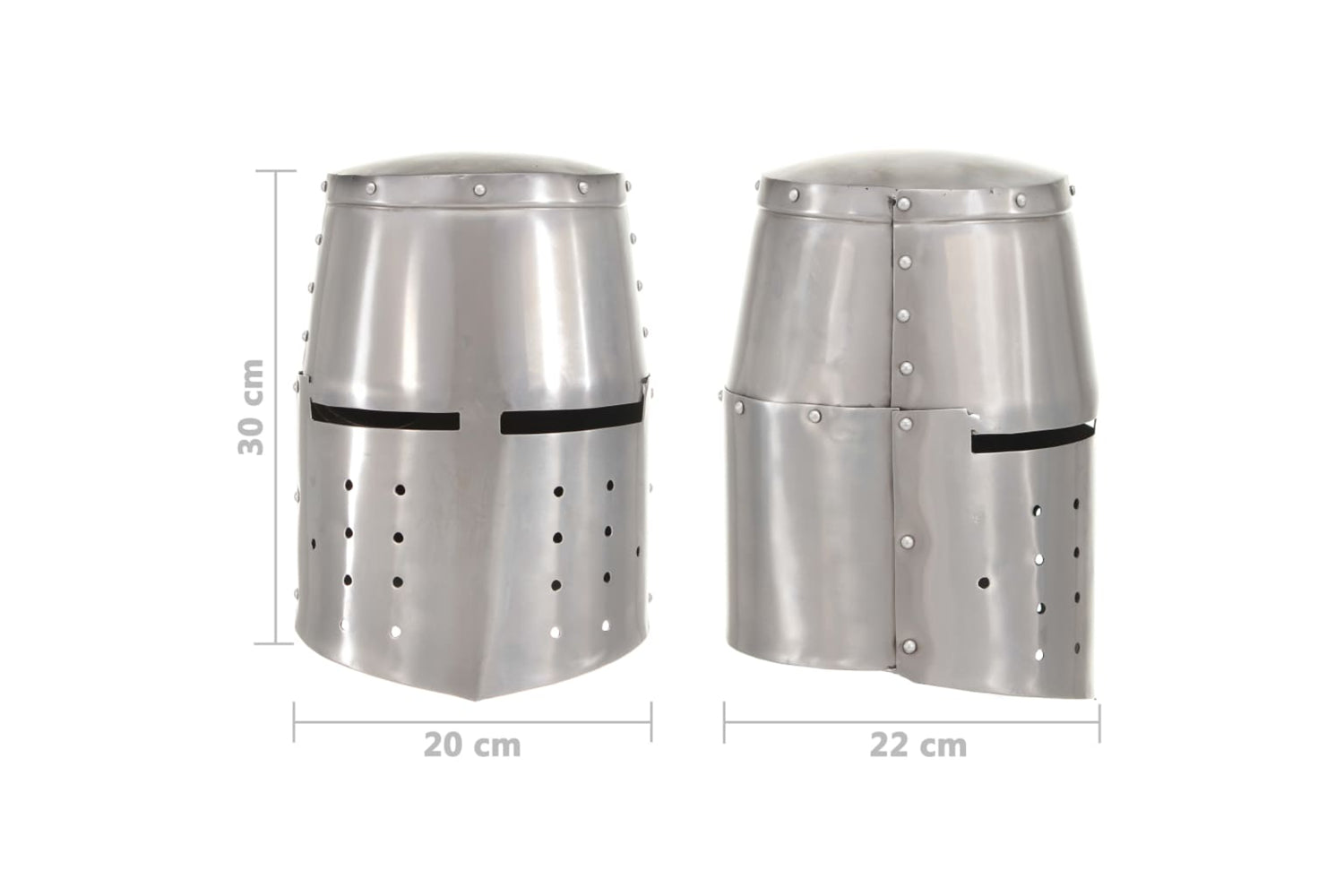 vidaXL 286117 Medieval Knight Helmet Antique Replica Larp Silver Steel-8