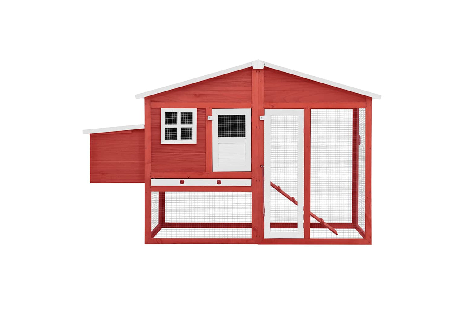 Vidaxl 170867 Chicken Coop With Nest Box Red And White Solid Fir Wood-3