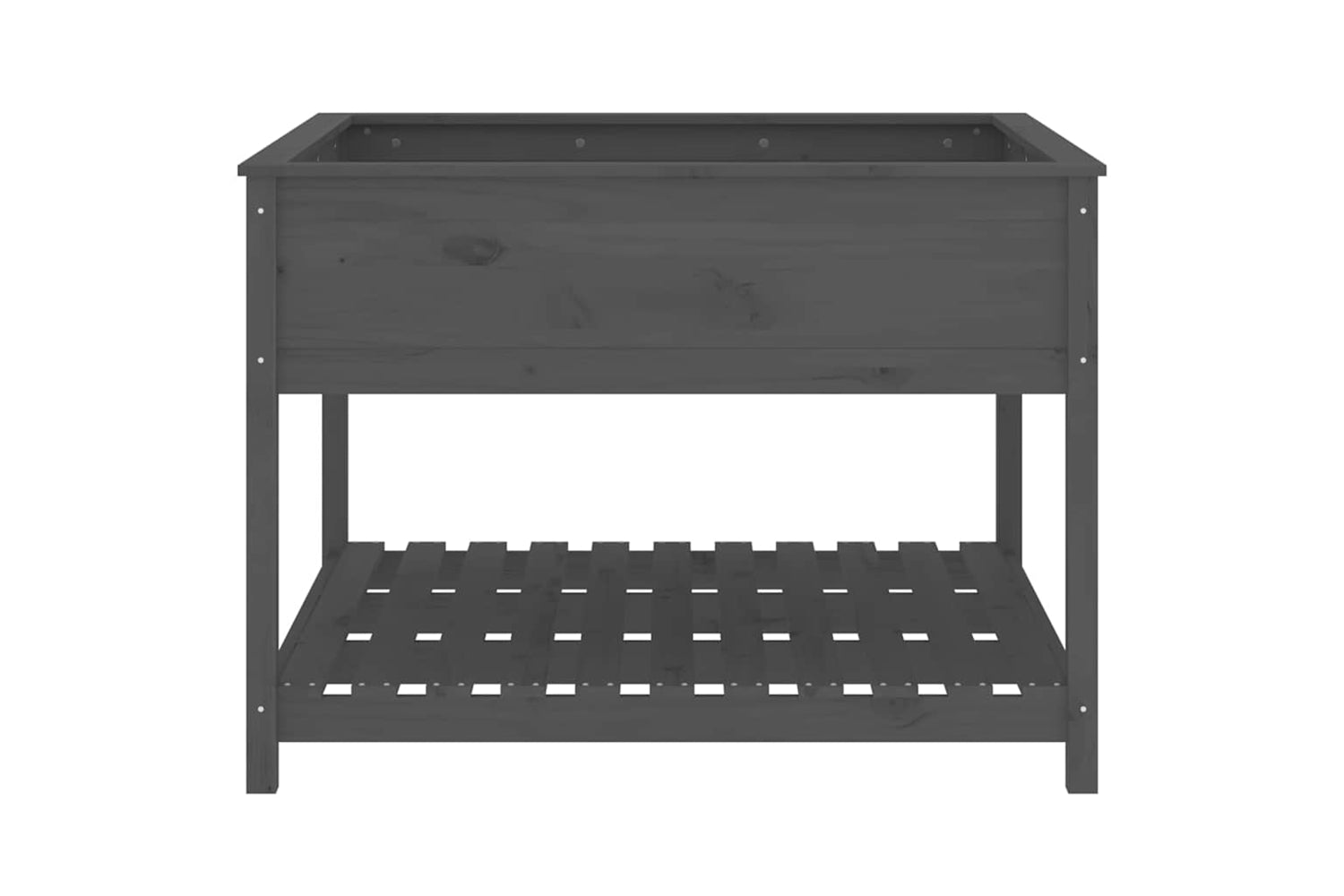 vidaXL 823803 Planter With Shelf Grey 111.5x111.5x81cm Solid Wood Pine-4
