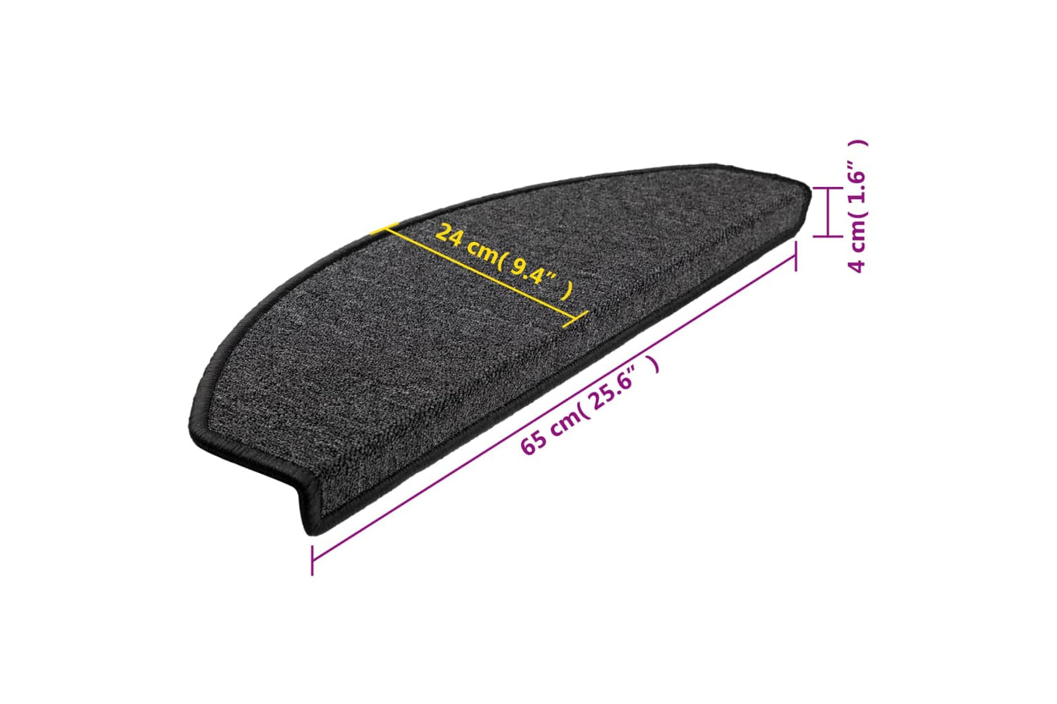 vidaXL 133884 Carpet Stair Treads 15 Pcs Anthracite 65x24x4cm-8