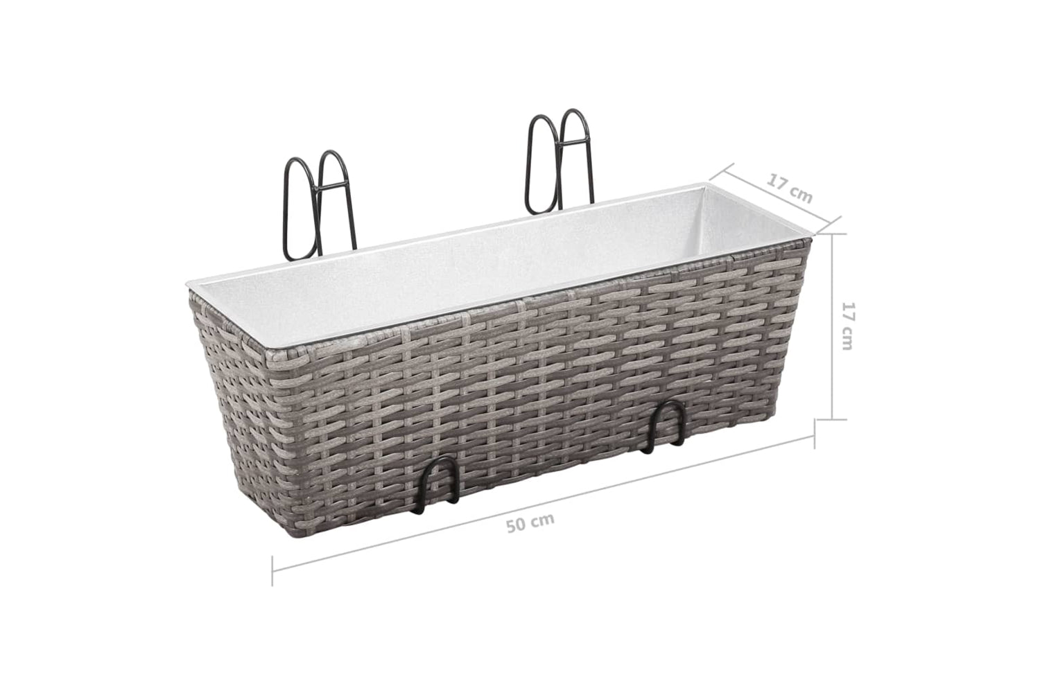 vidaXL 45428 Balcony Raised Beds 2 Pcs 50cm Grey Poly Rattan-8