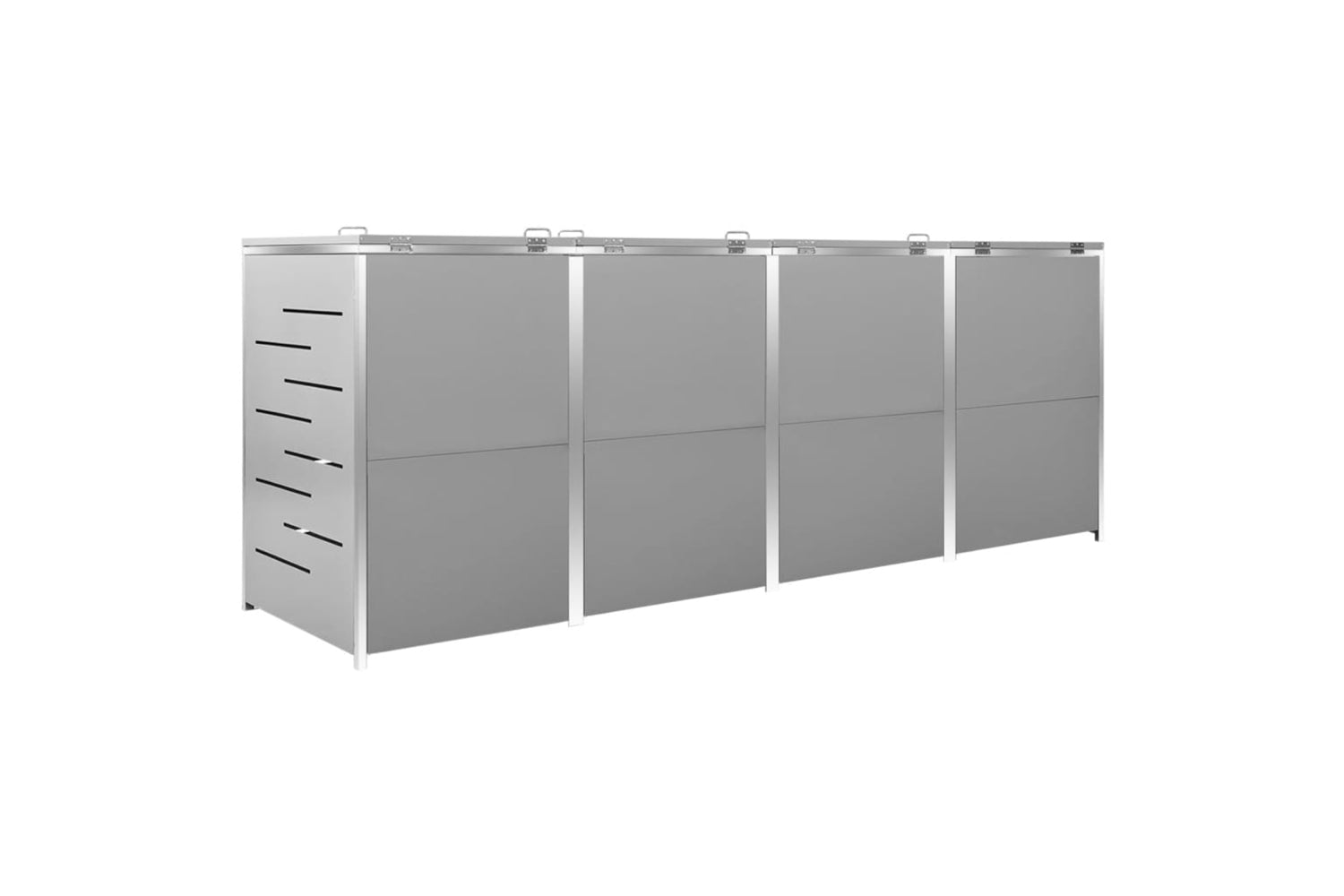 vidaXL Quadruple Wheelie Bin Shed 276.5x77.5x112.5cm Stainless Steel-6