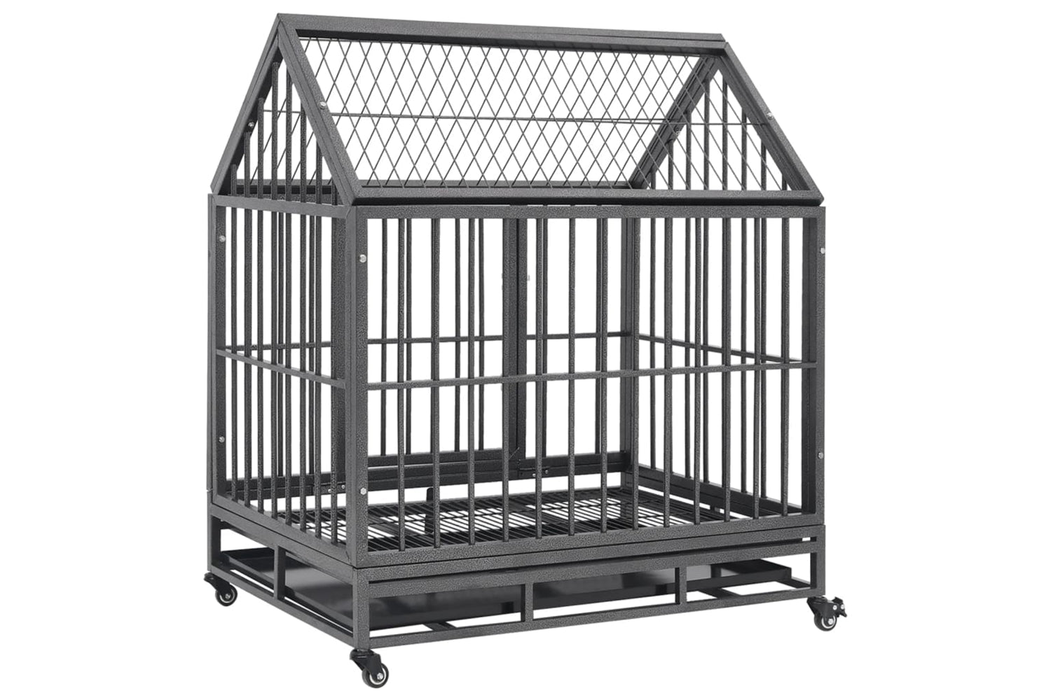 vidaXL 171493 Dog Cage With Wheels And Roof Steel 92x62x106cm-5