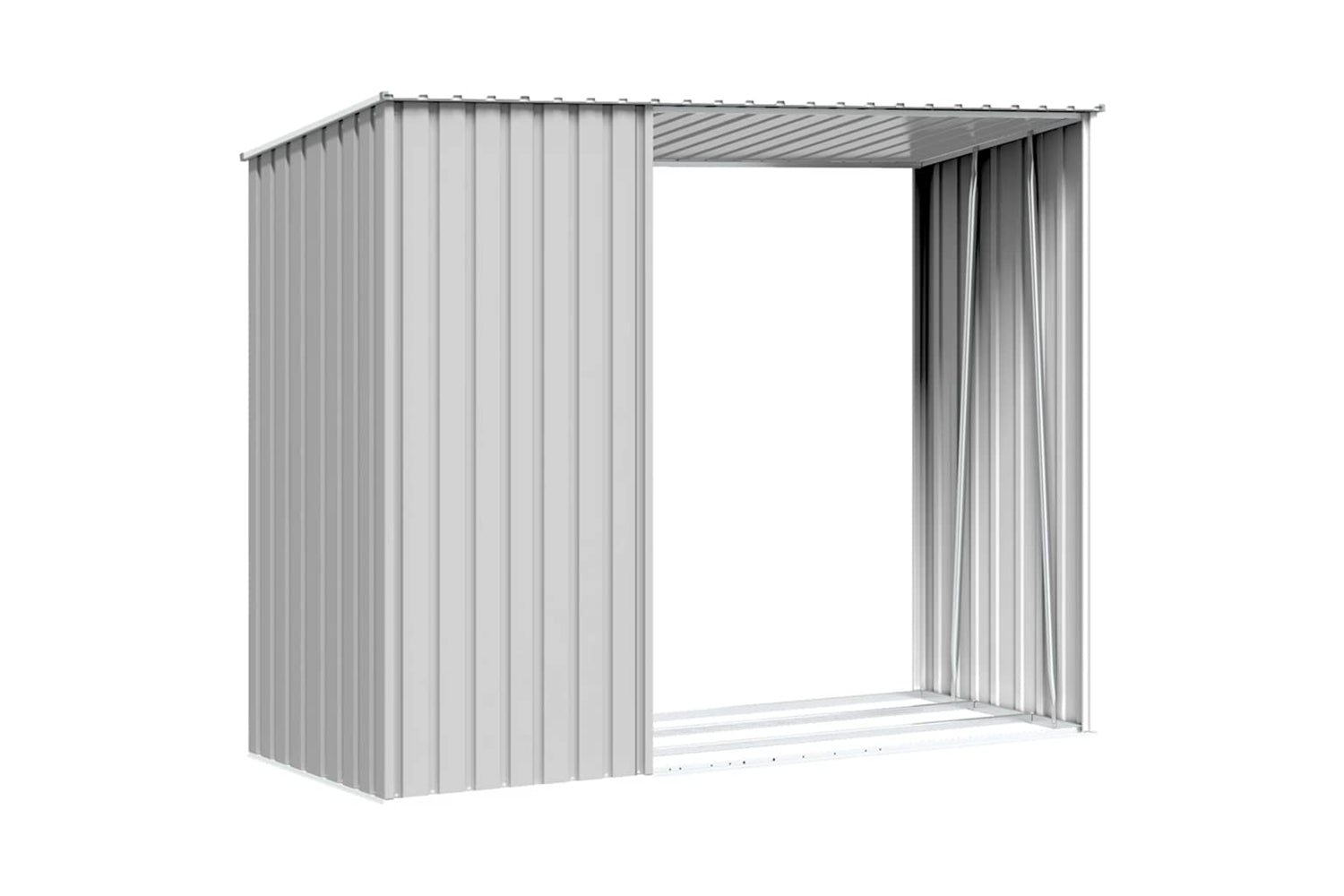 vidaXL 46294 Garden Firewood Shed Grey 245x98x159cm Galvanised Steel-7
