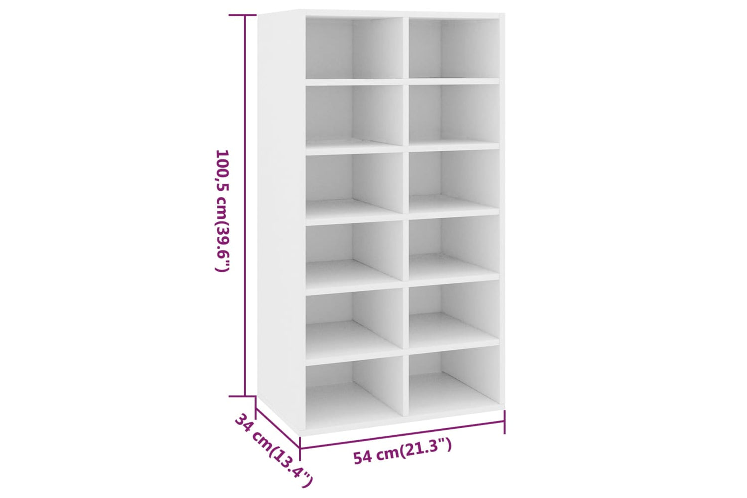 vidaXL 800396 Shoe Rack White 54x34x100.5cm Engineered Wood-5