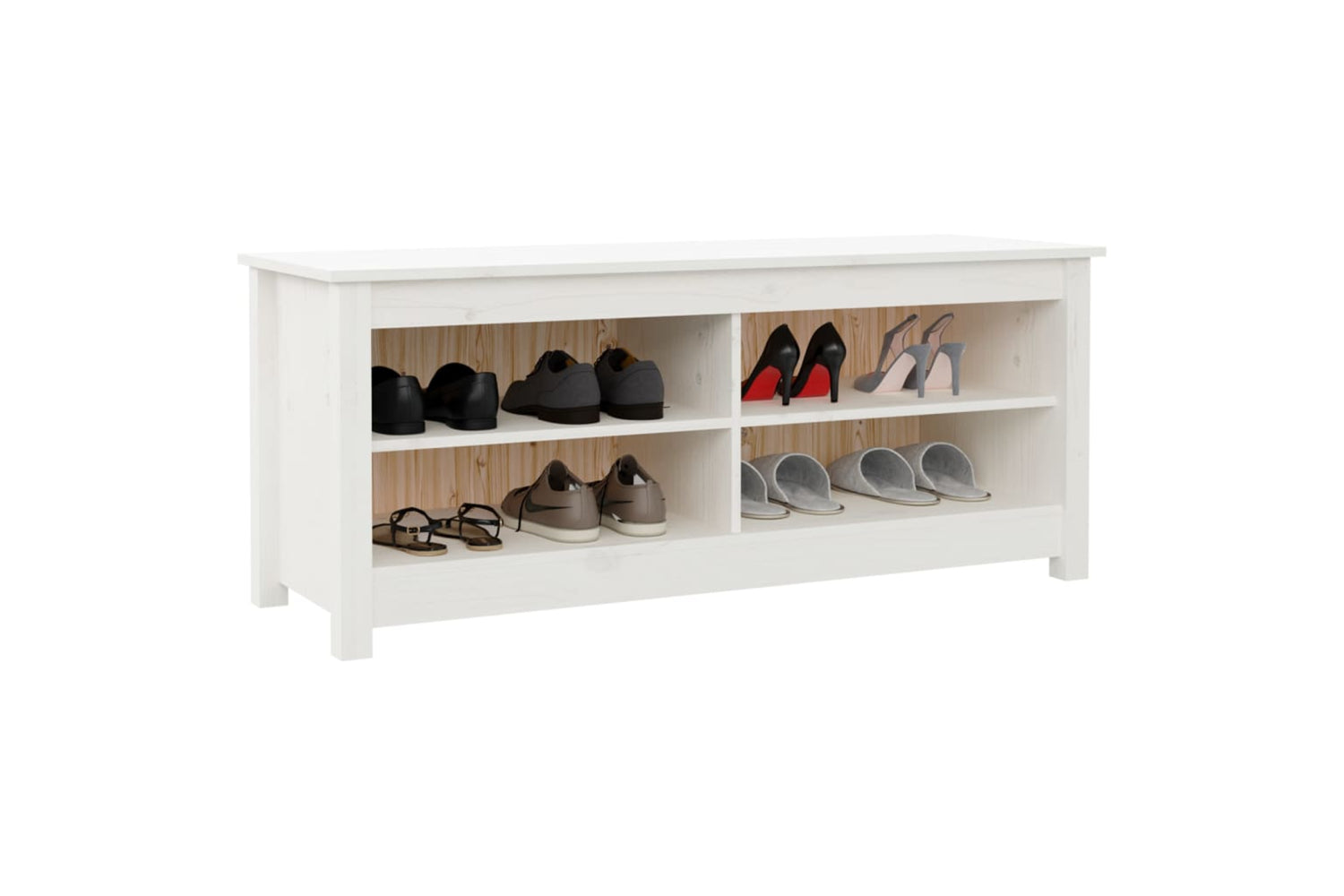 vidaXL 813775 Shoe Bench White 110x38x45.5cm Solid Wood Pine-5