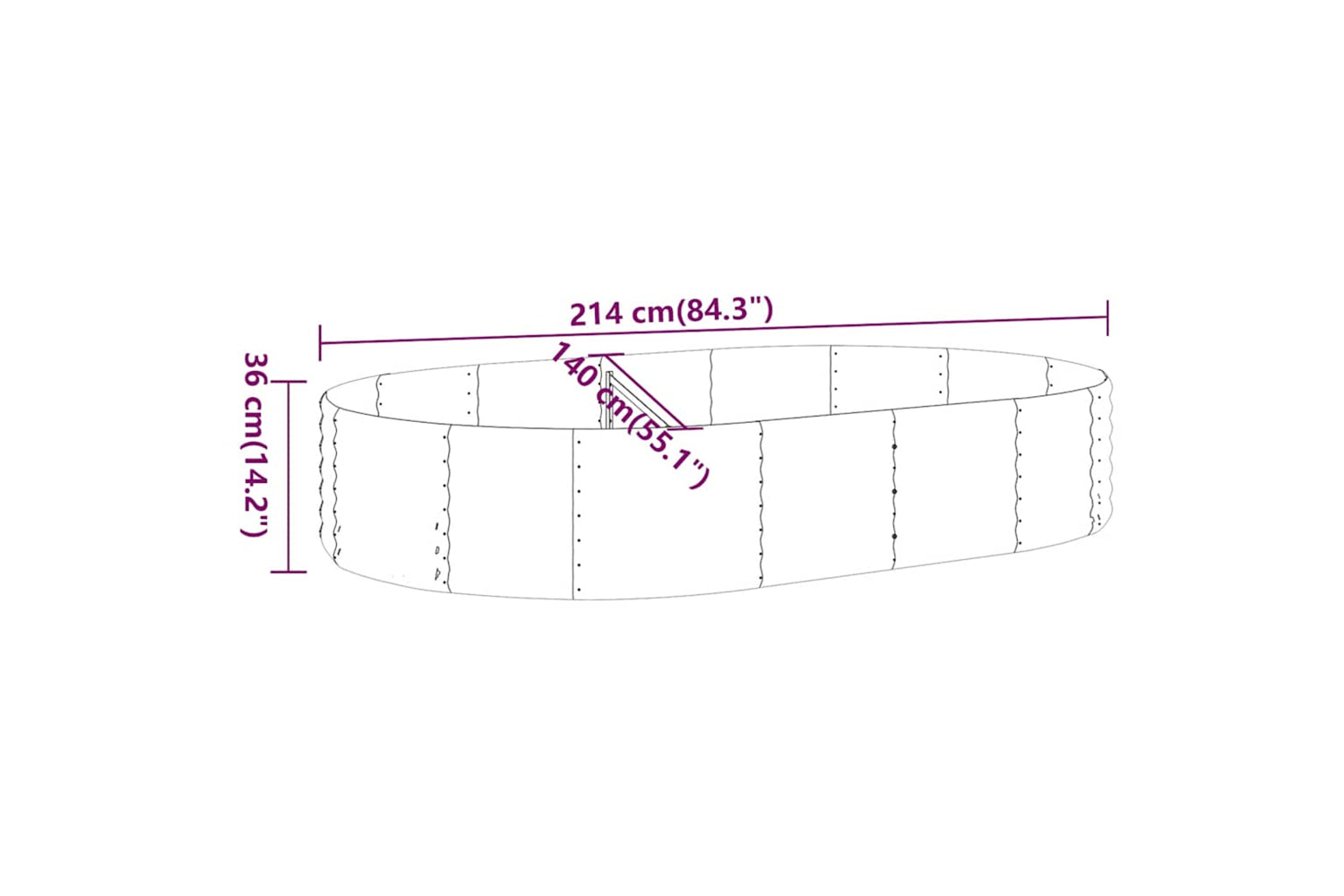 vidaXL 319026 Garden Raised Bed Powder-coated Steel 214x140x36cm Anthracite-5