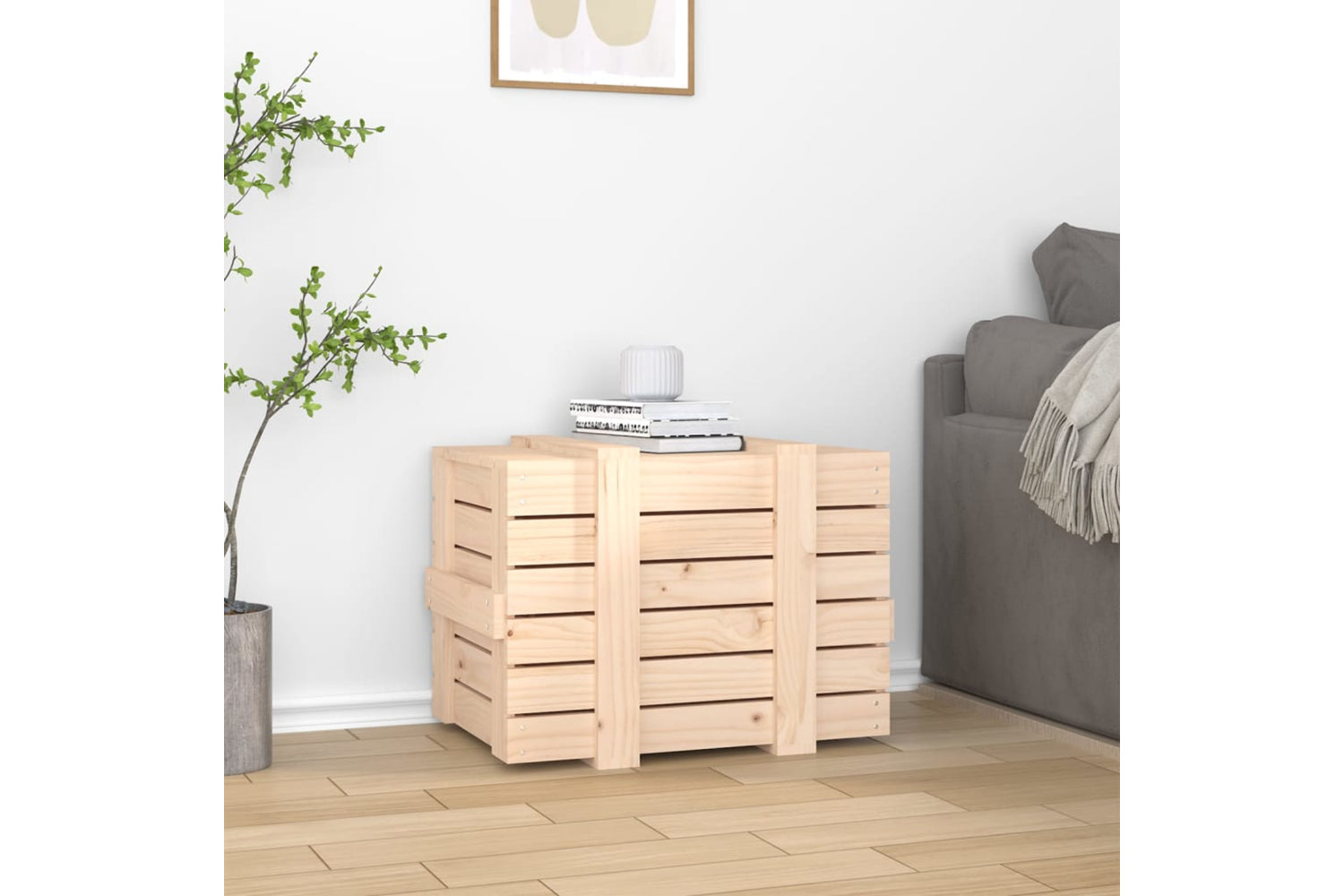 vidaXL 824993 Storage Box 58x40.5x42cm Solid Wood Pine-2