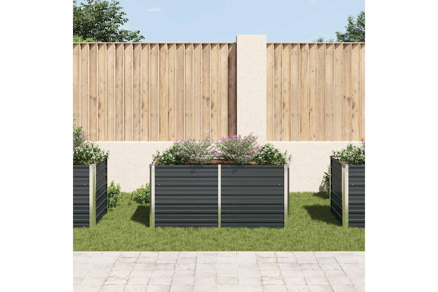 vidaXL 45722 Raised Garden Bed Anthracite 160x80x77cm Galvanised Steel-2