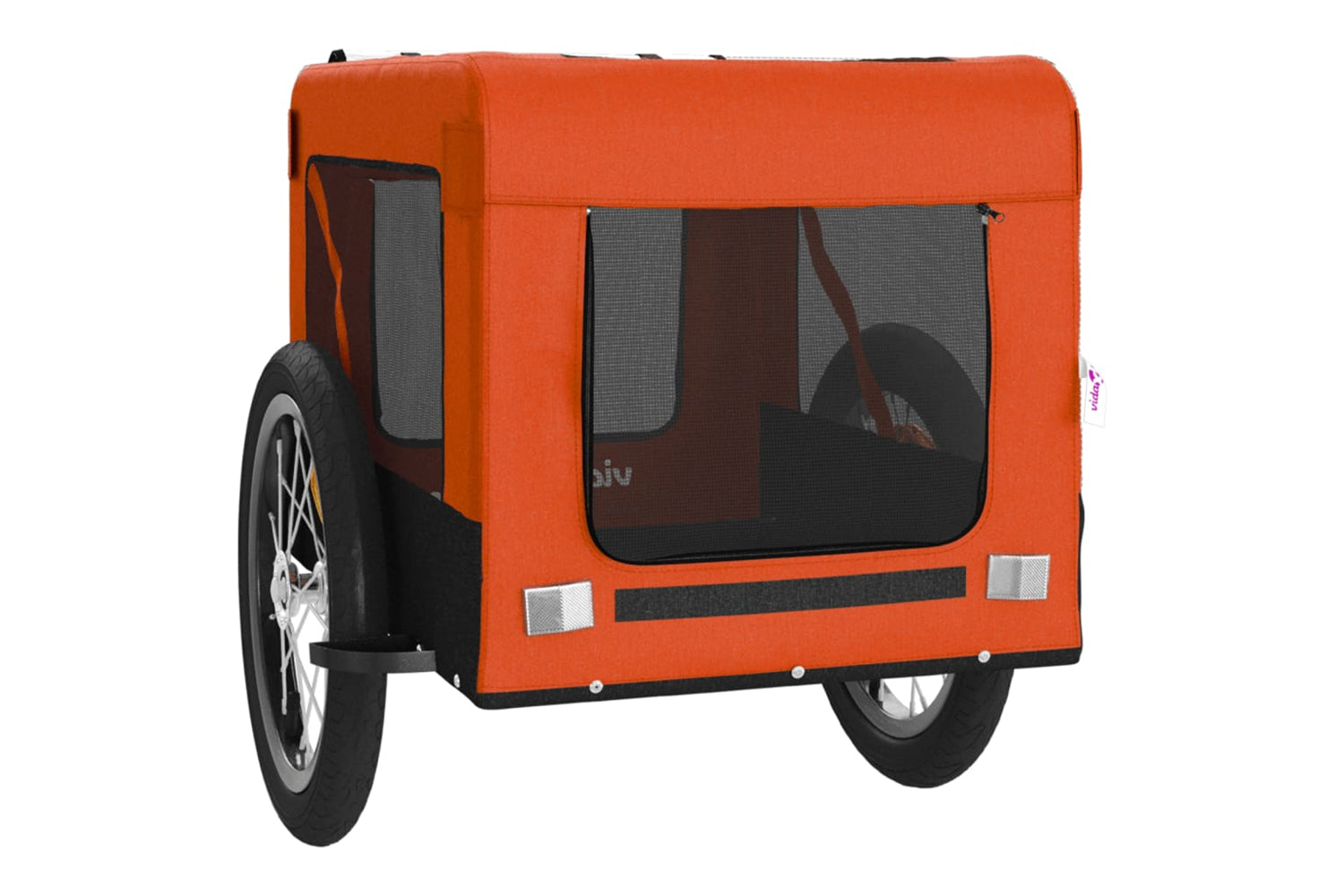 Vidaxl 93914 Pet Bike Trailer Orange And Black Oxford Fabric&iron-5