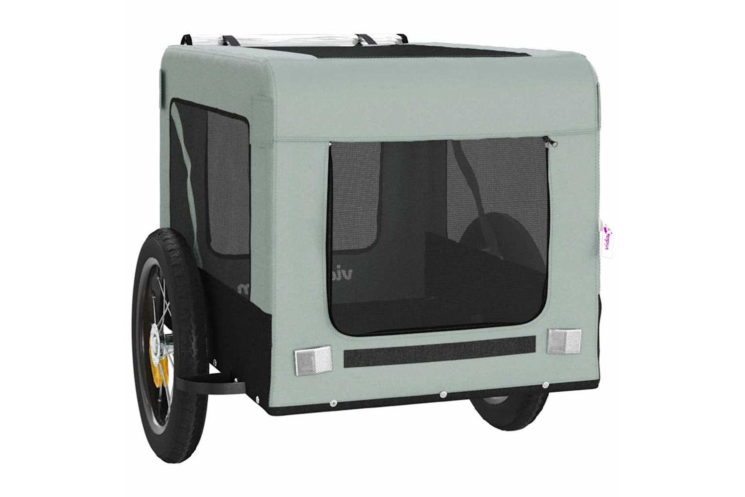 Vidaxl 93909 Pet Bike Trailer Grey And Black Oxford Fabric&iron-5