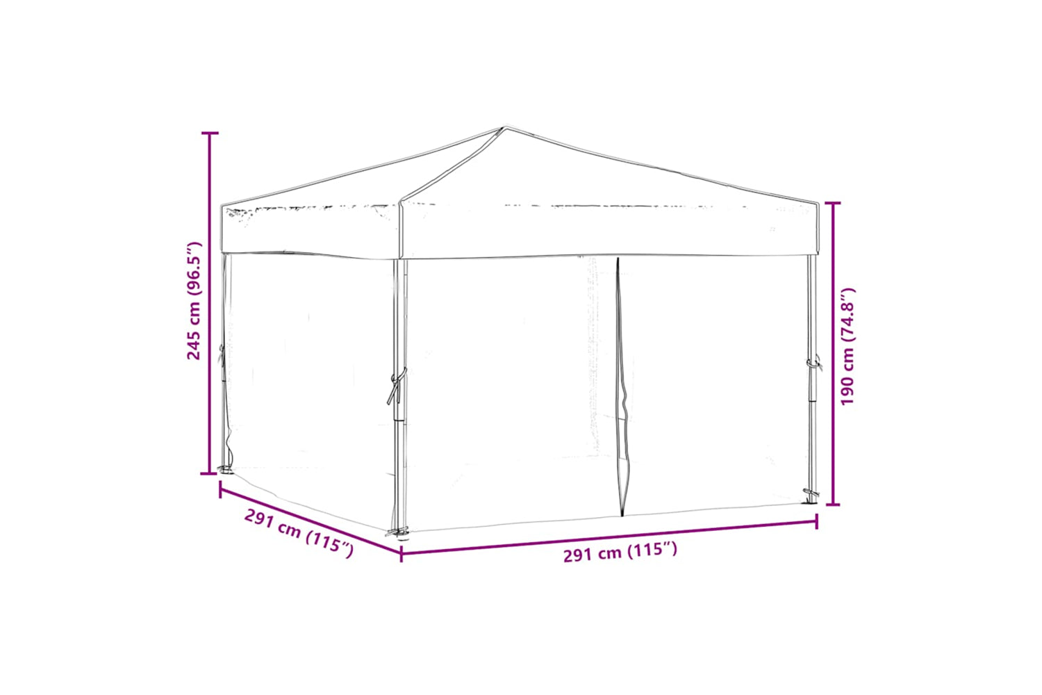 Vidaxl 93521 Folding Party Tent With Sidewalls Blue 3x3 M-8