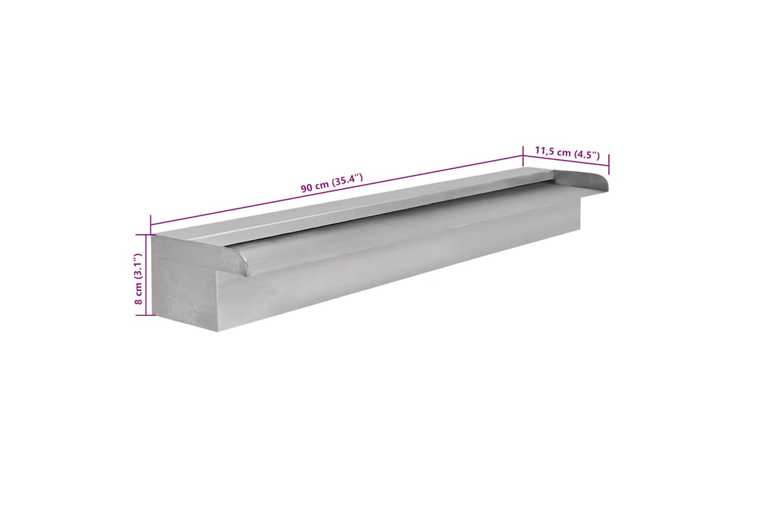 vidaXL 41668 Rectangular Waterfall Pool Fountain Stainless Steel 90cm-7