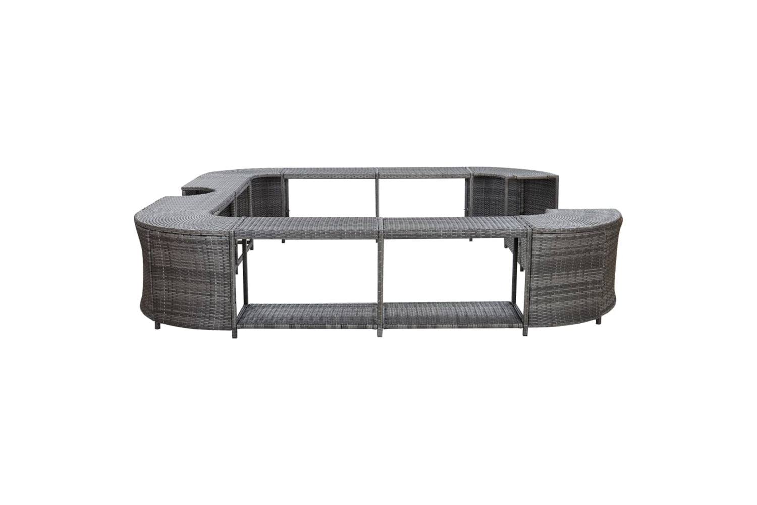 vidaXL 46074 Square Spa Surround Grey 268 X 268 X 55cm Poly Rattan-4