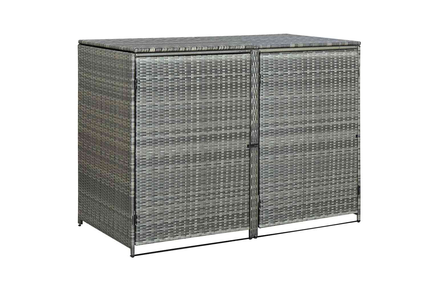 vidaXL 46463 Double Wheelie Bin Shed Poly Rattan Anthracite 148x77x111cm-4