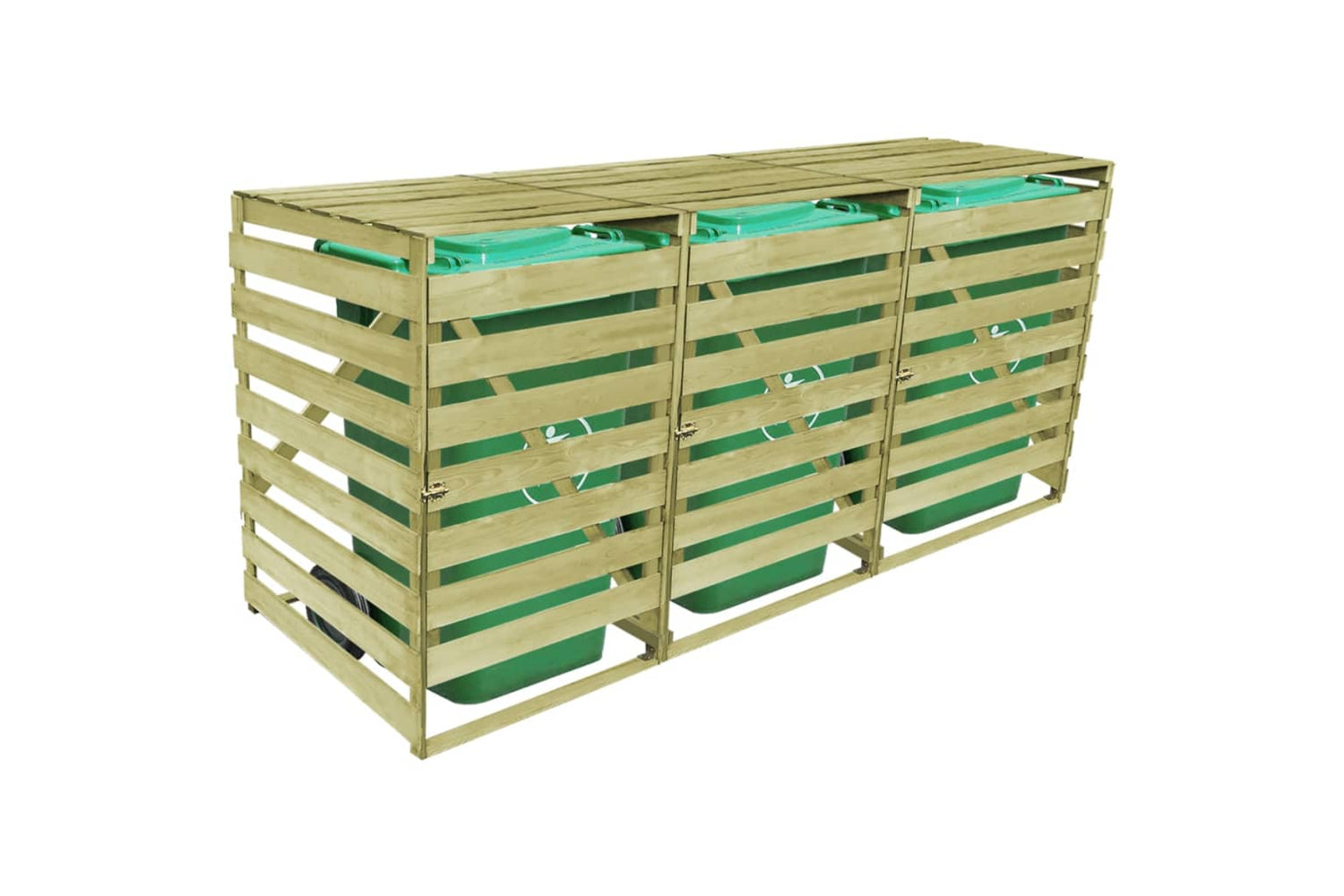 Vidaxl 42271 Triple Wheelie Bin Shed 240 L Impregnated Wood-3