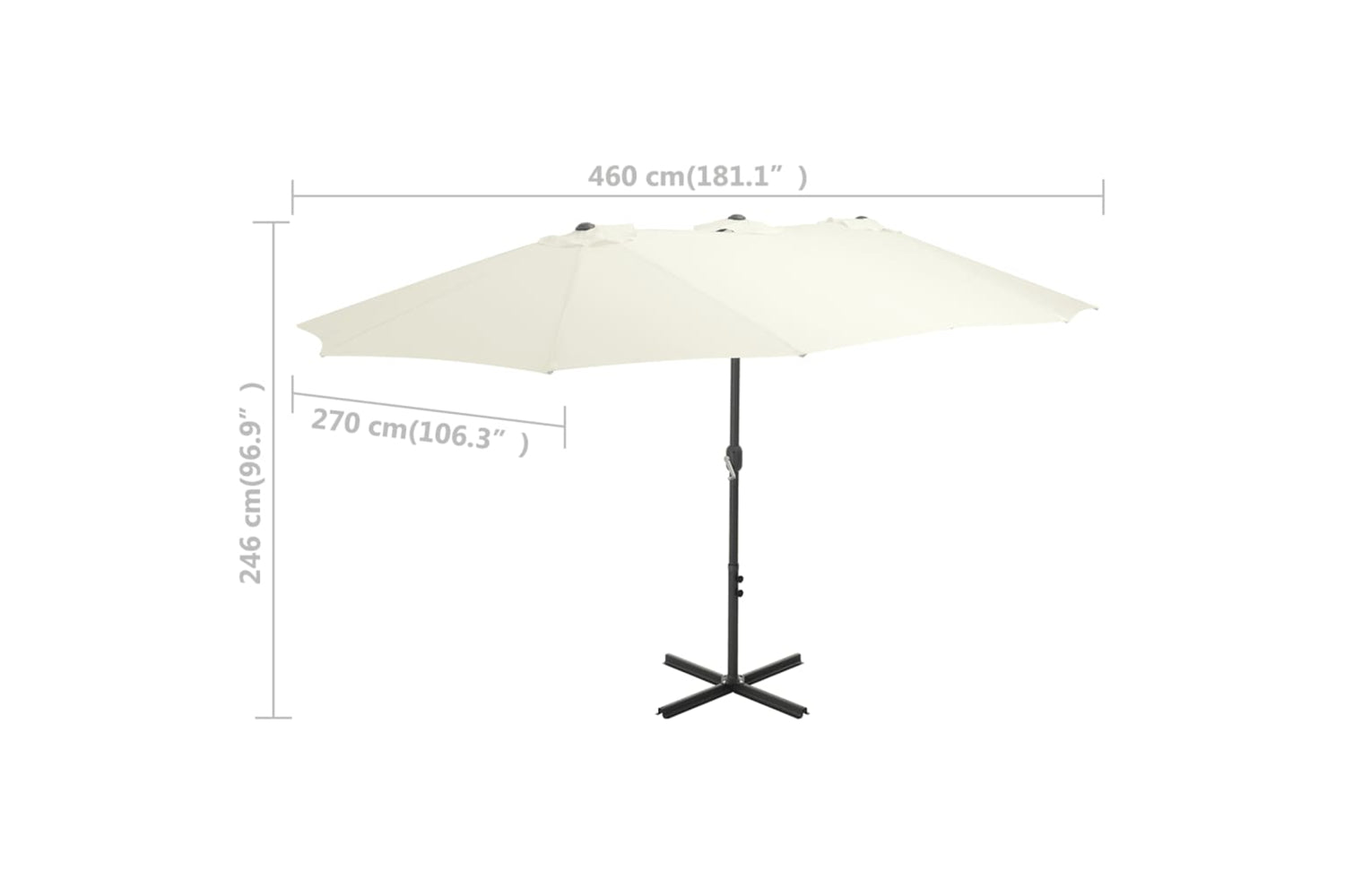 vidaXL 44868 Outdoor Parasol With Aluminium Pole 460x270cm Sand-7