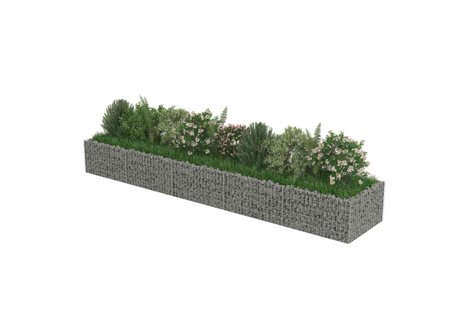 vidaXL 143553 Gabion Raised Bed Galvanised Steel 450x90x50cm-3