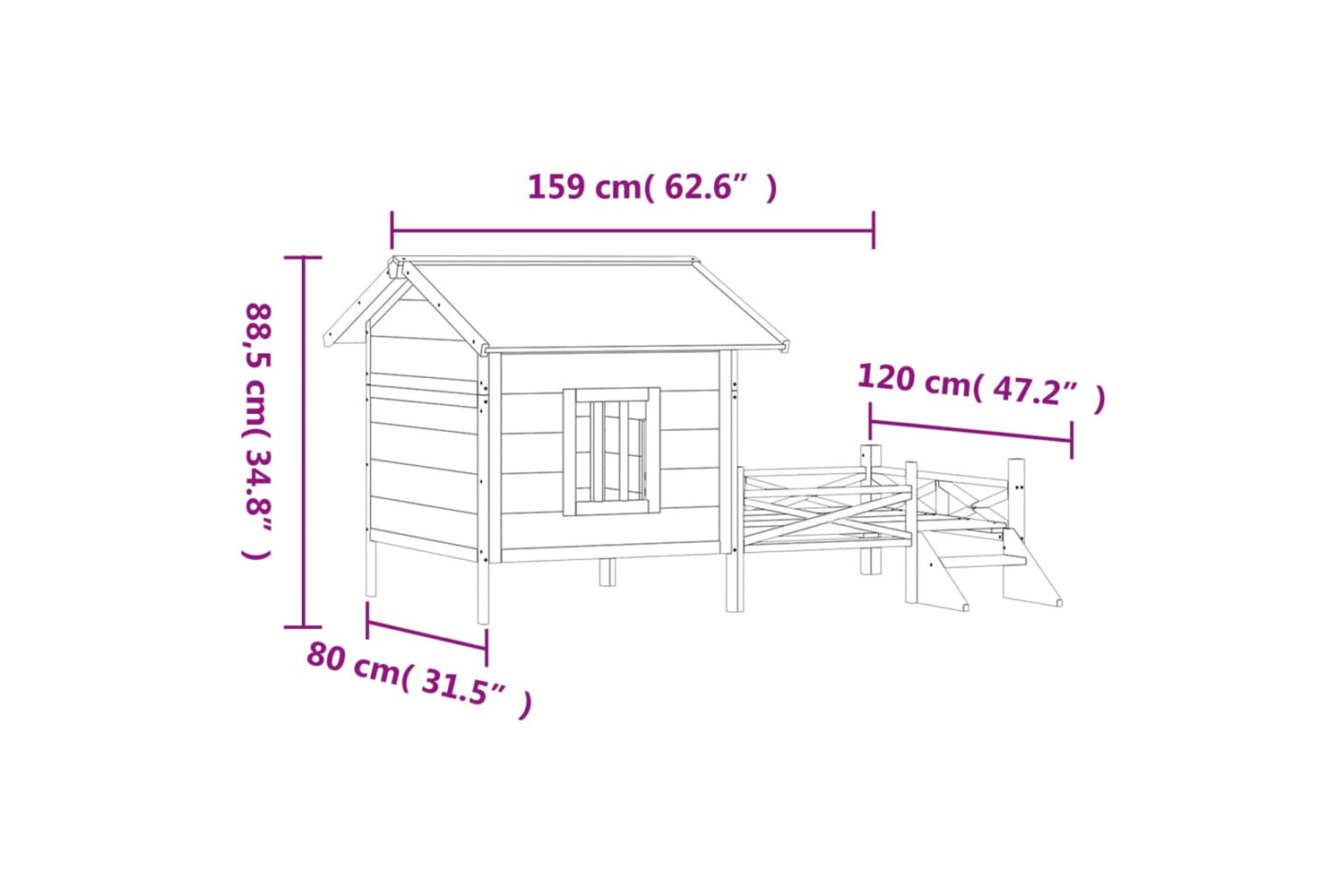 vidaXL 172270 Dog Kennel Brown 159x120x88.5cm Solid Wood Pine-7