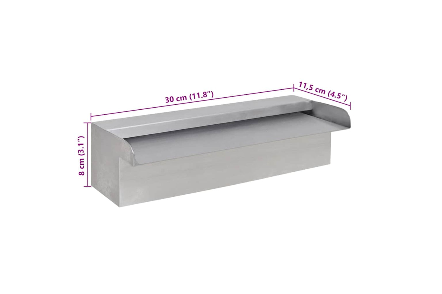 vidaXL 41665 Rectangular Waterfall Pool Fountain Stainless Steel 30cm-7