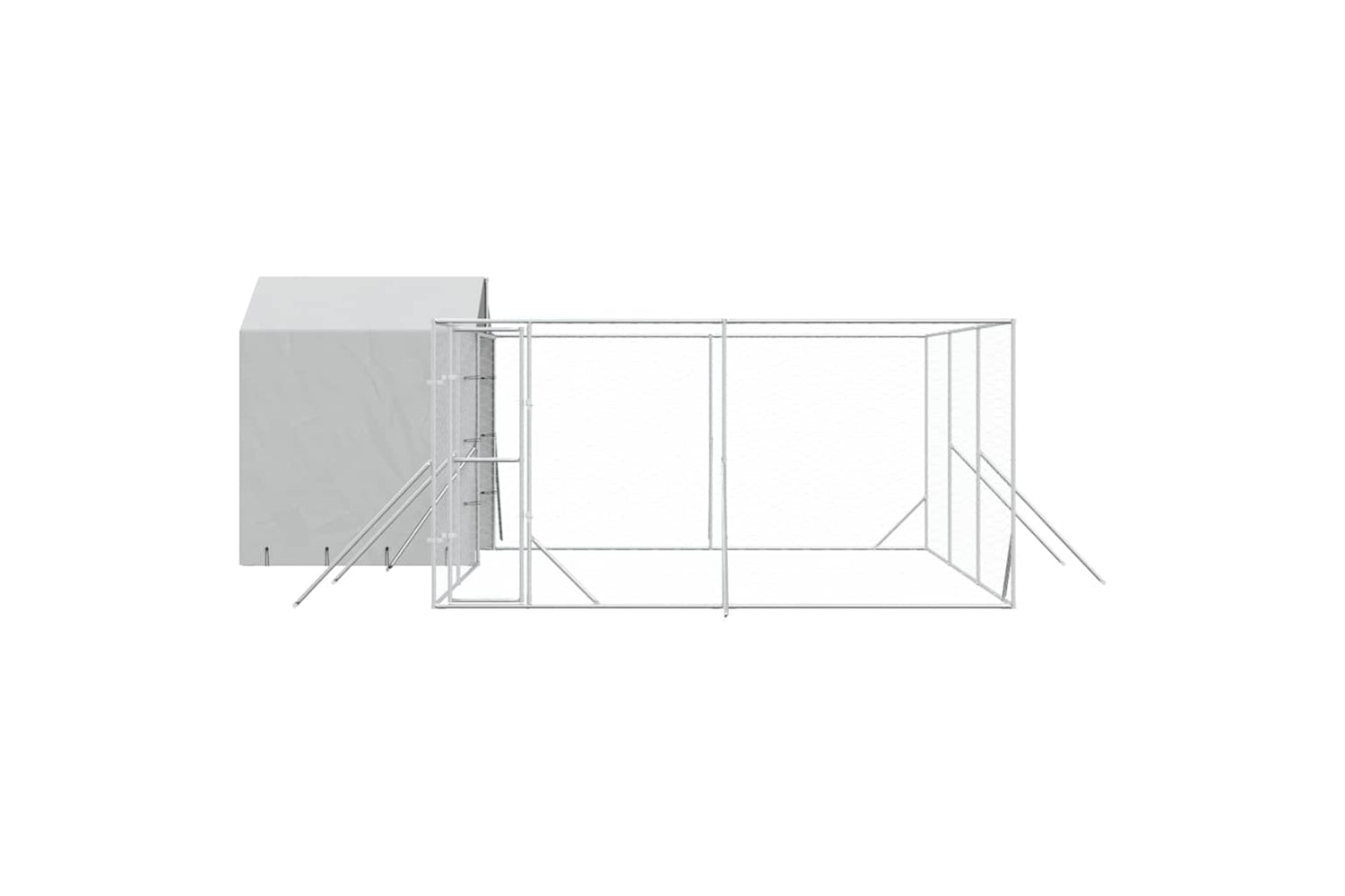 Vidaxl 3190479 Outdoor Dog Kennel With Roof Silver 6x6x2.5 M Galvanised Steel-3