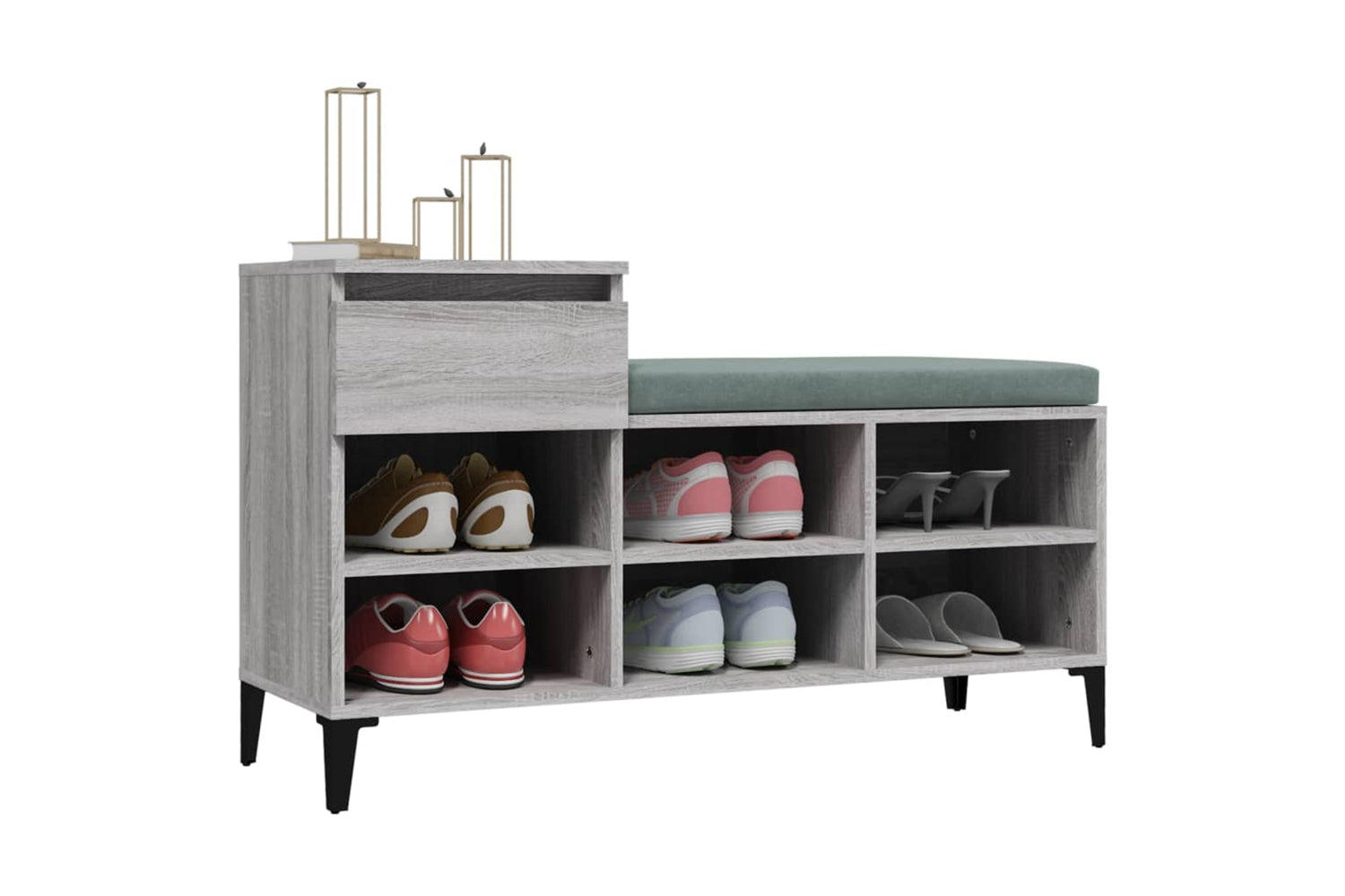vidaXL 821218 Shoe Cabinet Grey Sonoma 102x36x60cm Engineered Wood-4
