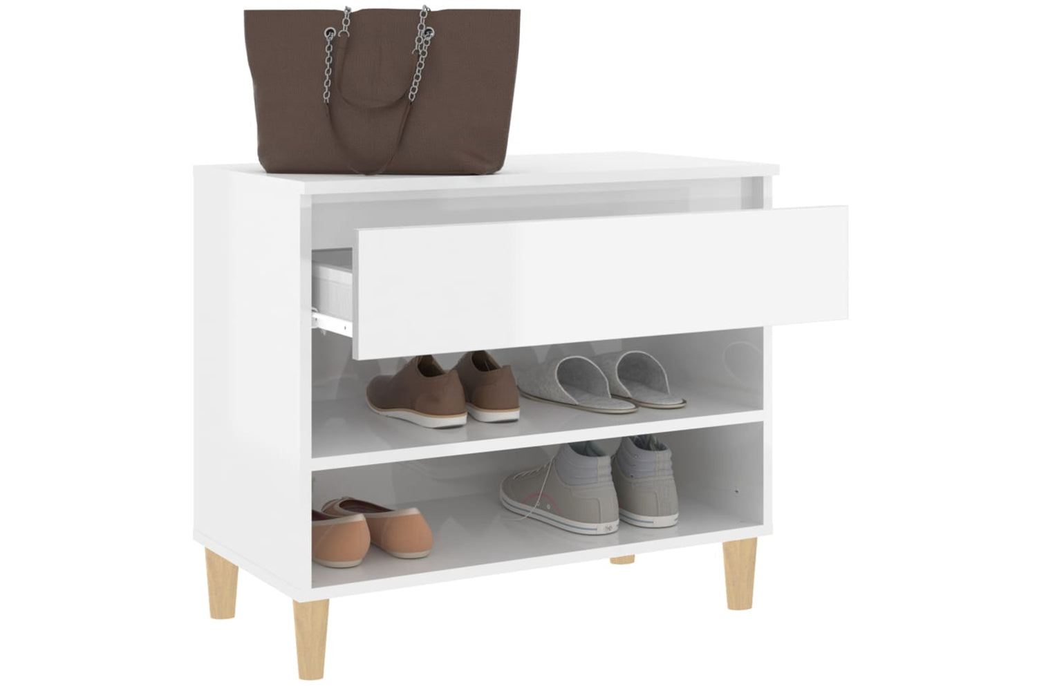 vidaXL 819758 Shoe Cabinet High Gloss White 70x36x60cm Engineered Wood-4