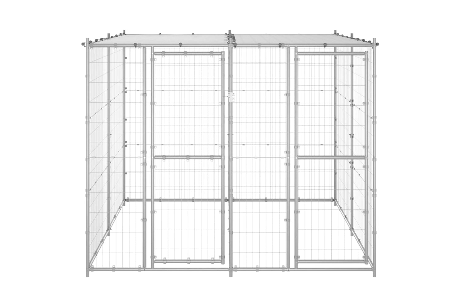Vidaxl 3082271 Outdoor Dog Kennel Galvanised Steel With Roof 4.84 M2-2