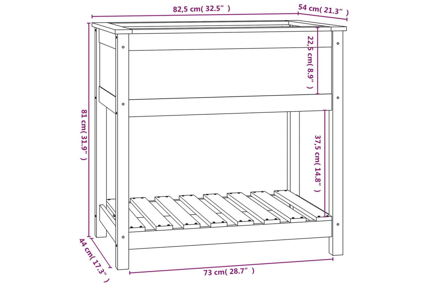 vidaXL 823781 Planter With Shelf White 82.5x54x81cm Solid Wood Pine-7