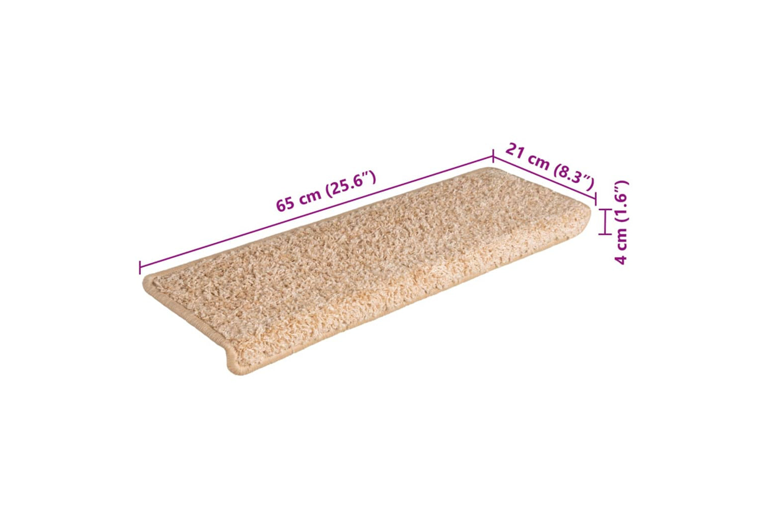 vidaXL 326202 Carpet Stair Treads 15 Pcs 65x21x4cm Gold-8