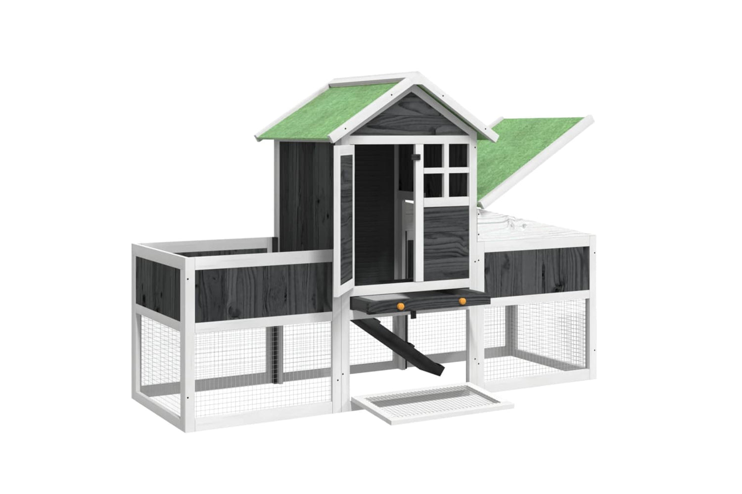 vidaXL 172293 Rabbit Hutch Grey 170x63x113cm Solid Wood Pine-4