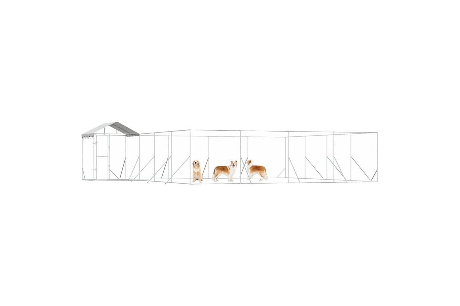 Vidaxl 3190473 Outdoor Dog Kennel With Roof Silver 10x8x2.5 M Galvanised Steel-3