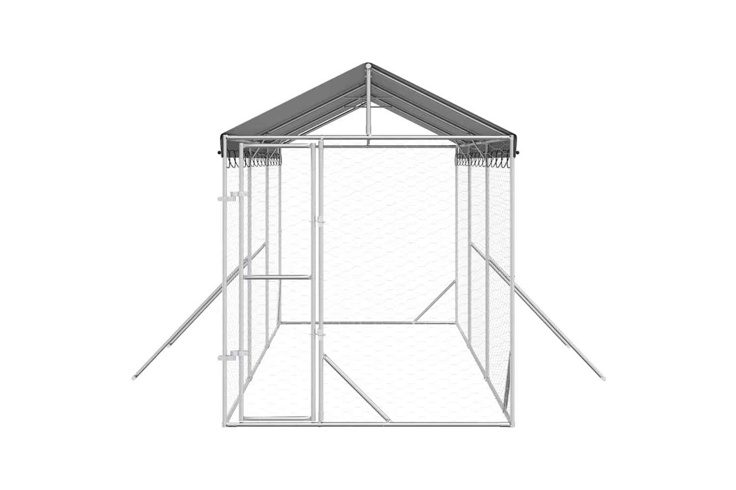 Vidaxl 3190483 Outdoor Dog Kennel With Roof Silver 2x6x2.5 M Galvanised Steel-3