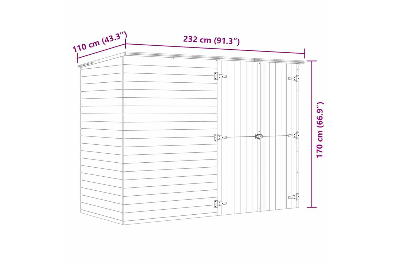 vidaXL 3059875 Garden Bike Shed 232x110x170cm Impregnated Pinewood-8