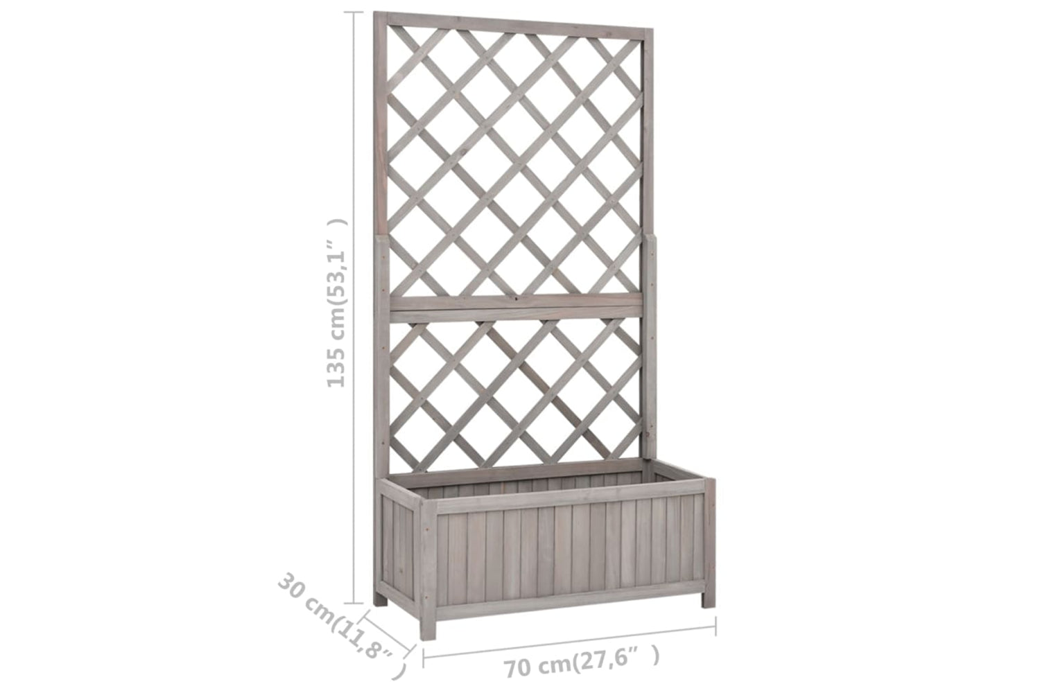 vidaXL 316490 Garden Trellis Planter Grey 70x30x135cm Solid Firwood-7